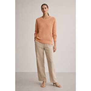 J.Crew Peach Linen Knit Sweater Womens Size S Crew Neck Pullover Top